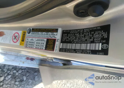 2014 Toyota Camry L из США, поврежденный, VIN 4T1BF1FK4EU430583